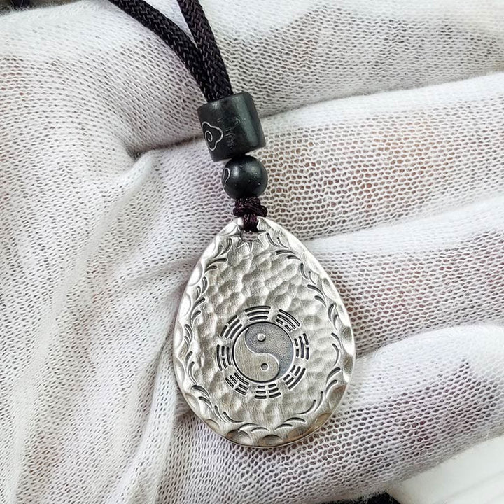 Buddha Stones Vintage 999 Srebro Sterlingowe Yin Yang Bagua Woda Kropla Projekt Równowaga Harmonia Naszyjnik Wisiorek - image 10