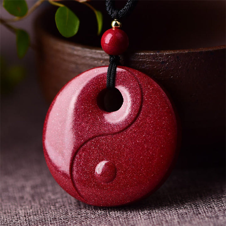 Buddha Stones Śmiejący się Budda Yin Yang Chiński Zodiak Tykwa Naturalny Cynober Błogosławieństwo Naszyjnik Wisiorek - Yin Yang 32*8mm - image 7