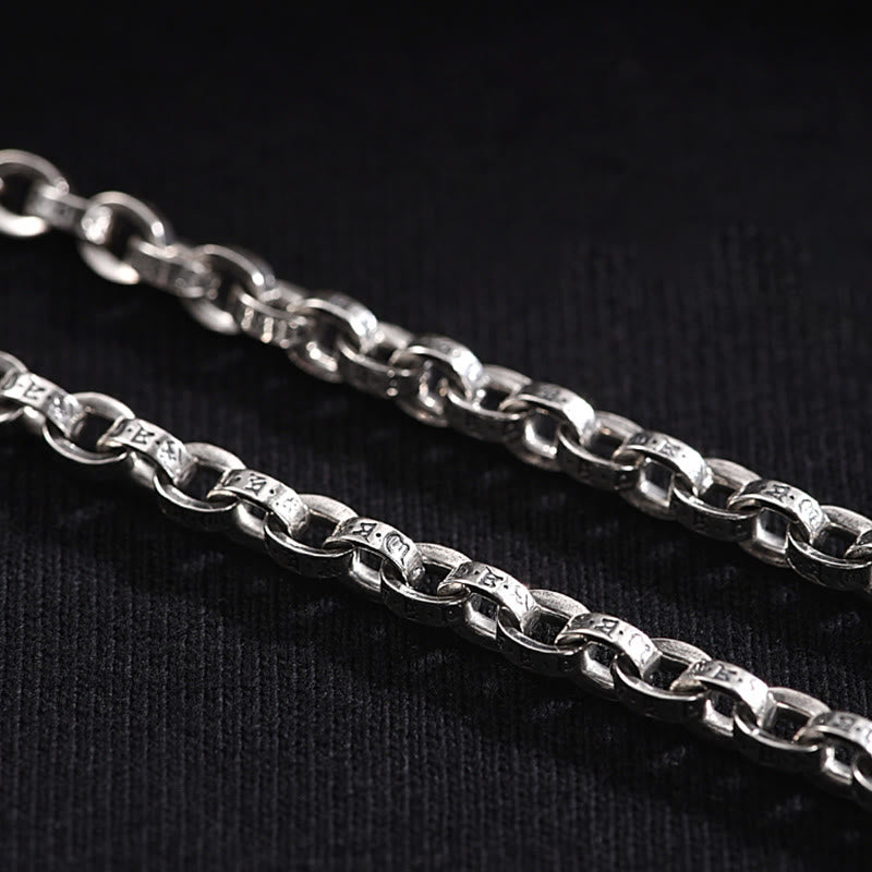 Buddha Stones 925 Srebro Sterlingowe Om Mani Padme Hum Rzeźbiony Projekt Kreatywność Metal Bransoletka