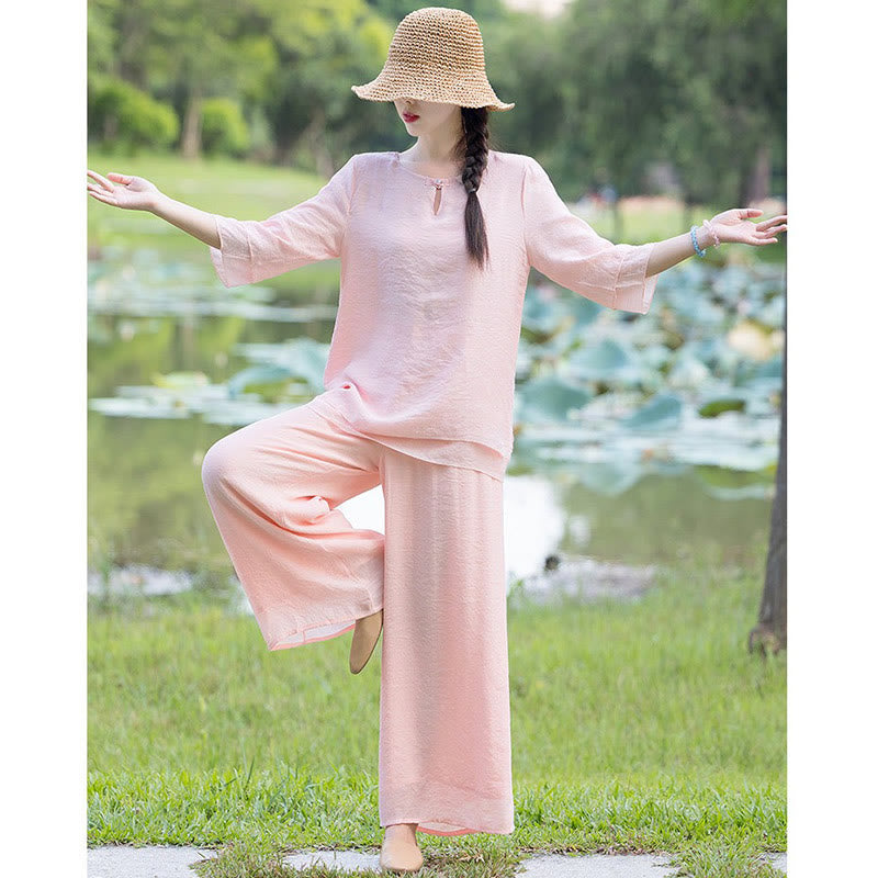 Tai Chi Medytacja Modlitwa Zen Duchowa Praktyka Poranek Odzież Zestaw Damski - image 22