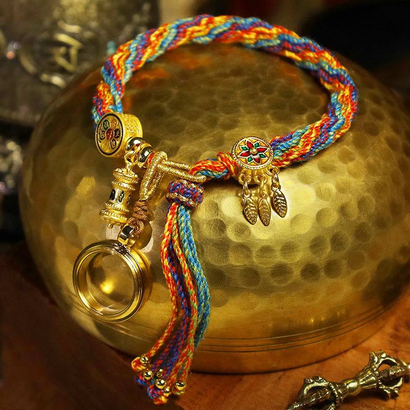 Buddha Stones Tybetańskie Om Mani Padme Hum Łapacz Snów Szczęście Kolorowa Bransoletka z Węzłem Reinkarnacji