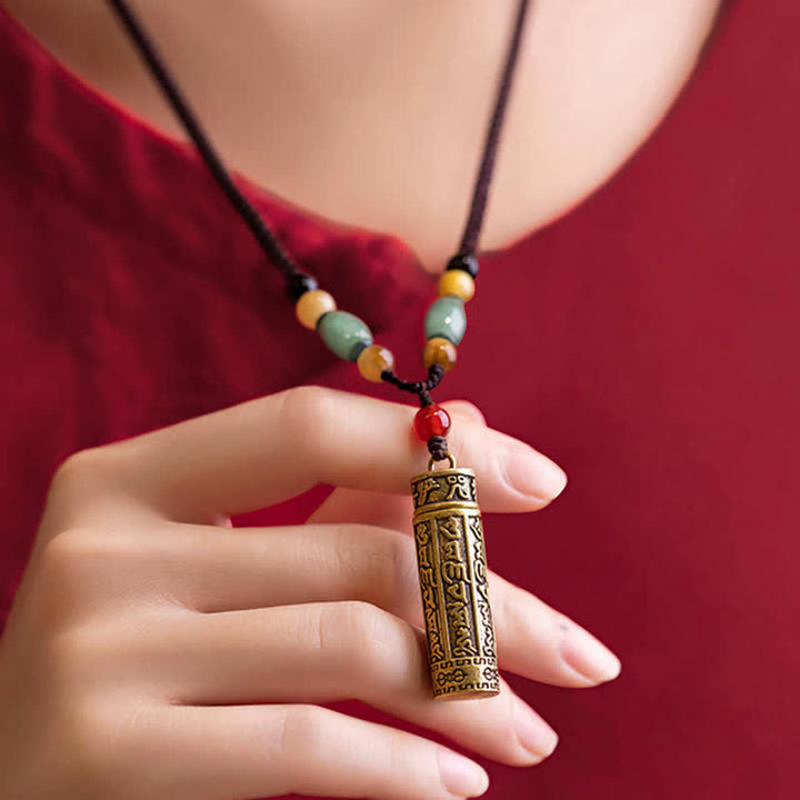 Buddhastoneshop Tybet Om Mani Padme Hum Agat Surangama Sutra Ochrona Naszyjnik Wisiorek - image 5