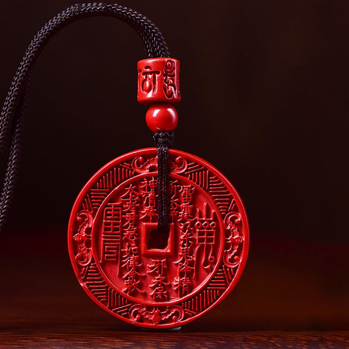 Buddha Stones Naturalne Duchy Górskie Cinnabar Wydaj Pieniądze Bagua Błogosławieństwo Naszyjnik Wisiorek Brelok