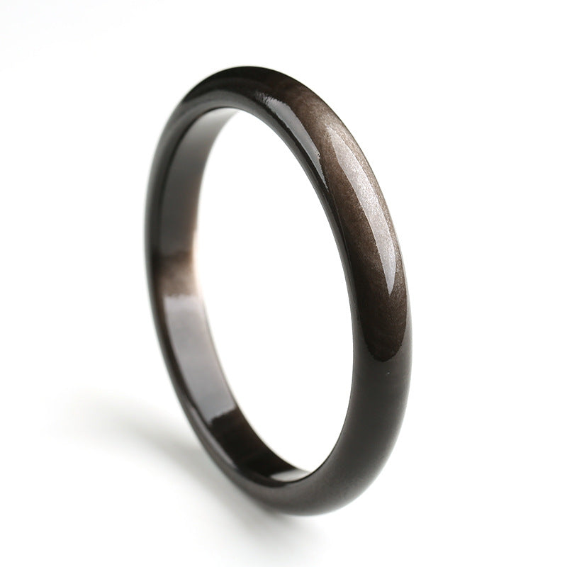 Buddha Stones Złoty połysk Obsydian Srebrny połysk Obsydian Ochrona Bransoletka Bangle