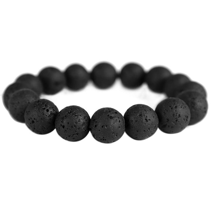 Buddha Stones, kamień lawowy, drewno hebanowe, bransoletka lecznicza z tygrysim okiem