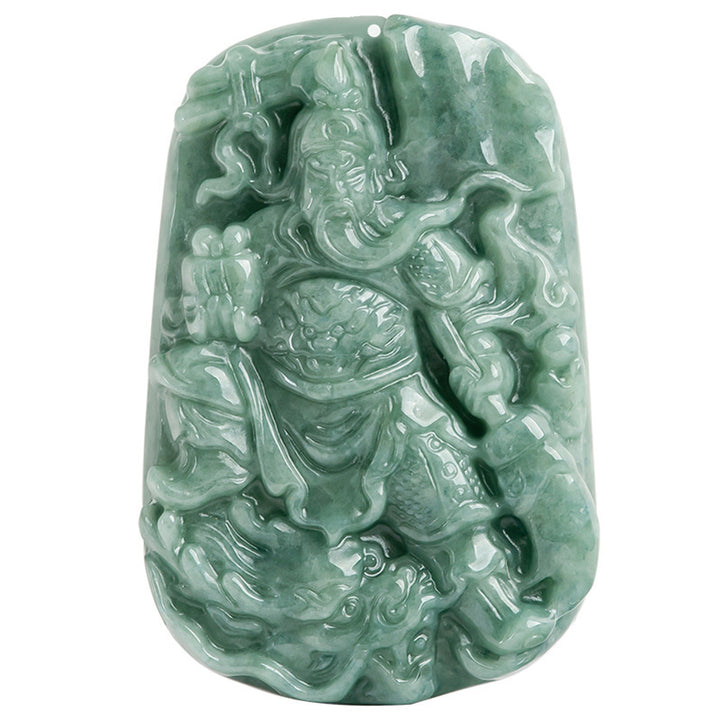 Naturalny Jade Guan Gong Amulet Naszyjnik Wisiorek Bogactwo