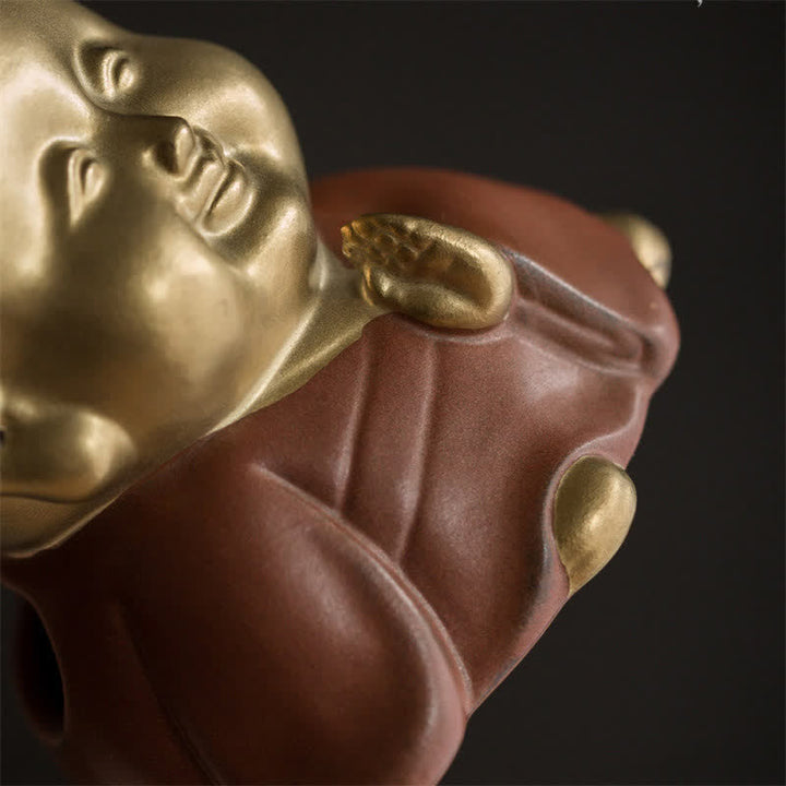 Mały Budda Śmiejący się Budda Ceramiczny uzdrawiający palnik kadzideł