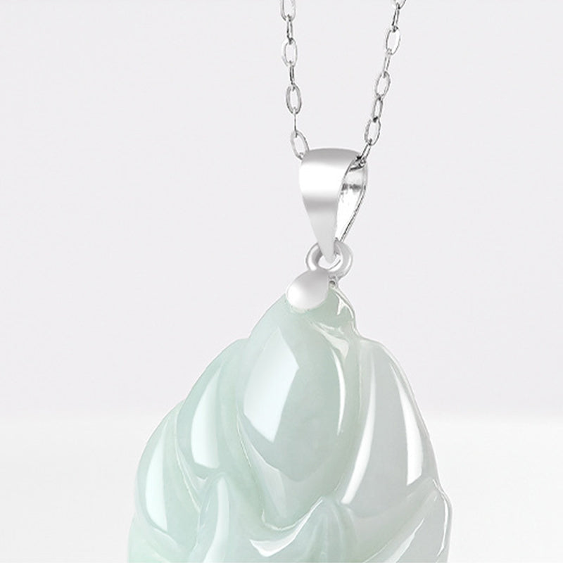 Buddha Stones 925 Srebro Sterling Naturalny Jade Dziewięcioogonowy Lis Naszyjnik Wisiorek Dobrobyt