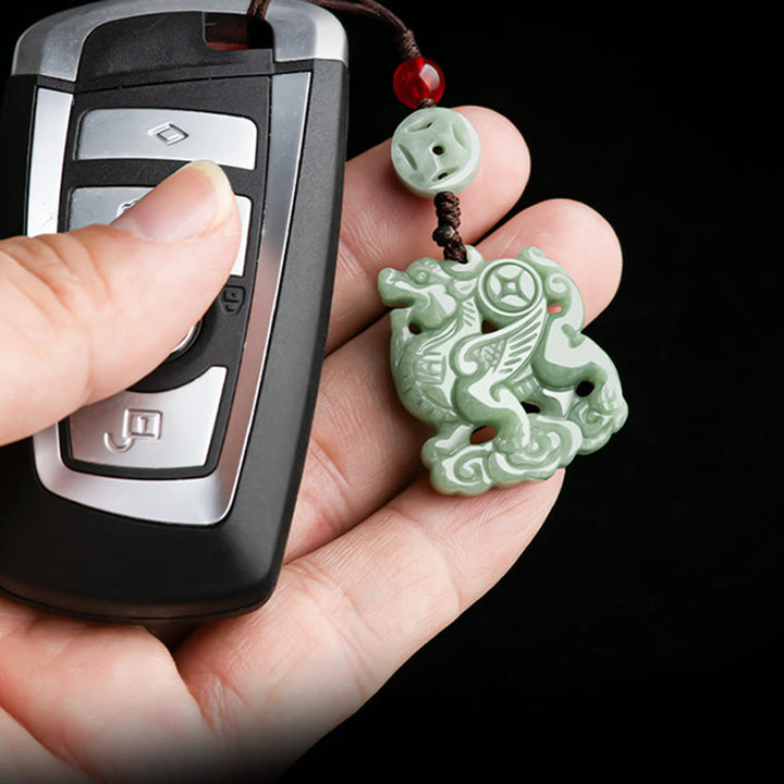 Buddha Stones Naturalny Jade Kirin Dobrobyt Telefon Wiszący Dekoracja