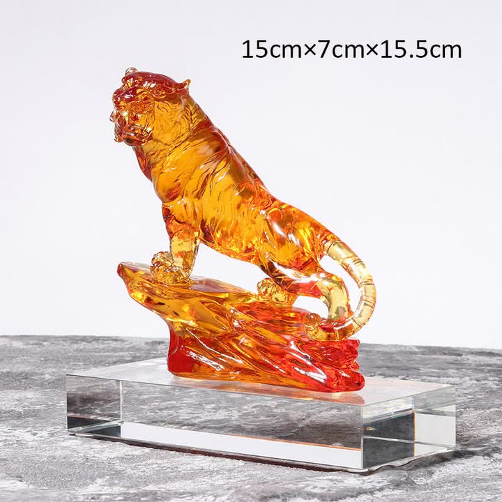 Ręcznie robiony Liuli Crystal Tiger Art Piece Ochrona Dekoracja Domu - Pomarańczowy i podstawowy - image 18
