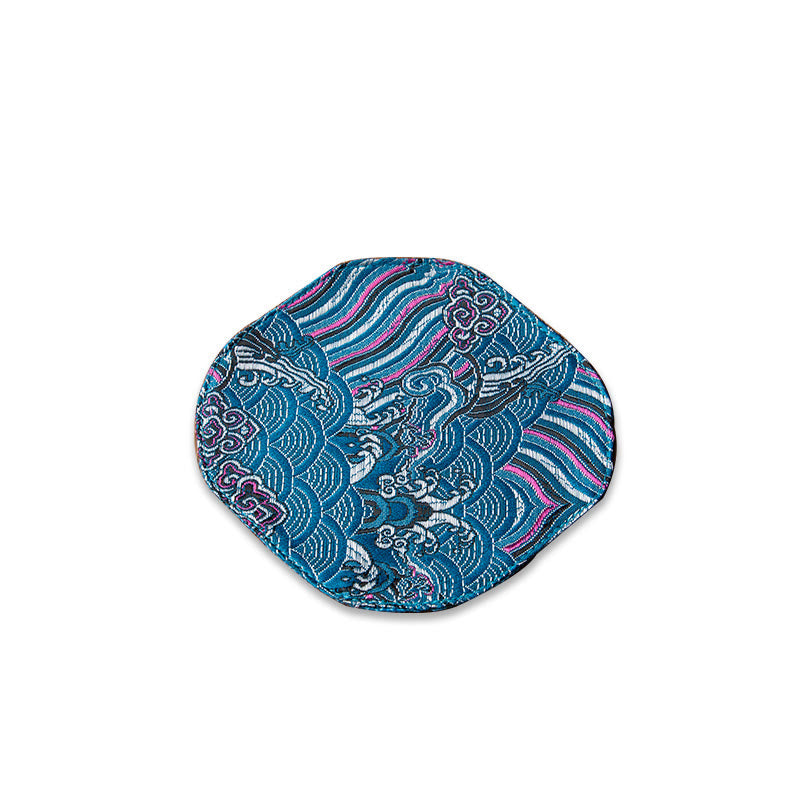 Podkładka pod Buddha Stones Vintage Sea Wave Bamboo Plum Blossom, podkładka pod kubek z haftem Kung Fu Tea Mat