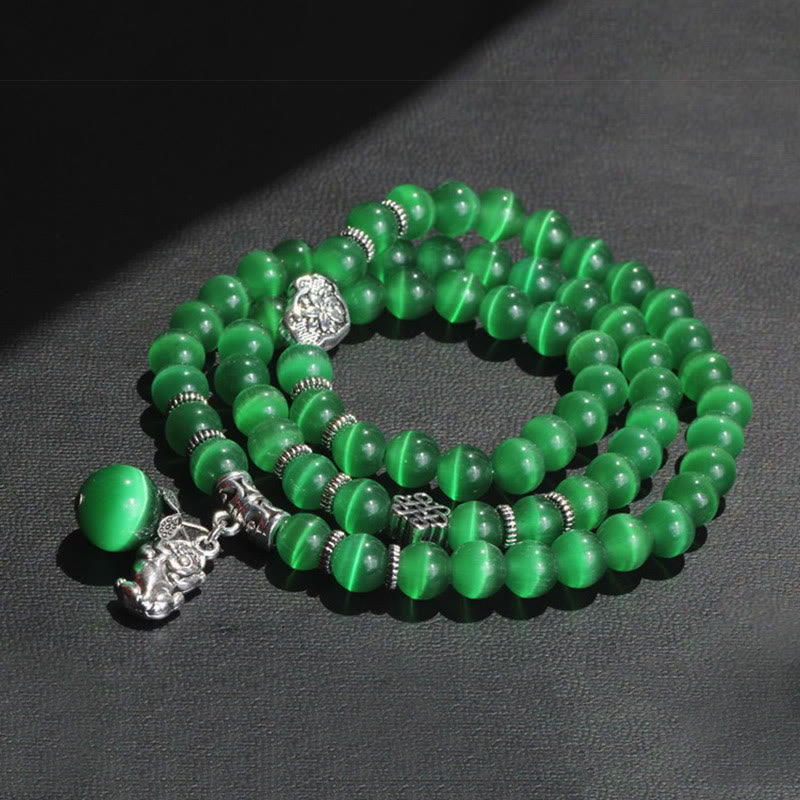 Bransoletka z potrójnym owinięciem w kocie oko PiXiu z Buddha Stones