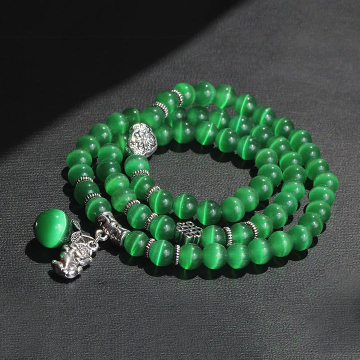 Bransoletka z potrójnym owinięciem w kocie oko PiXiu z Buddha Stones