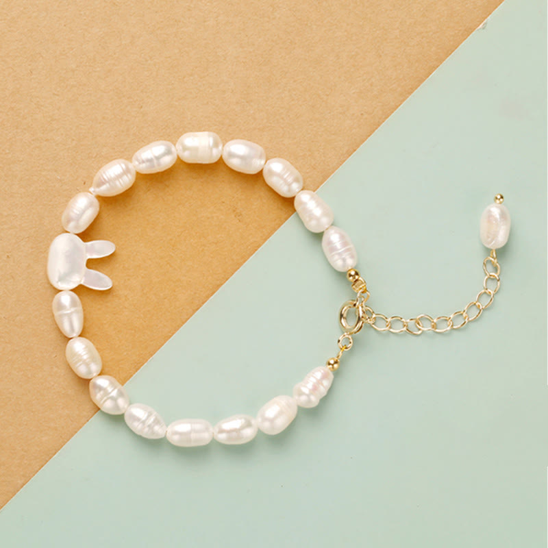 Bransoletka Buddha Stones Natural Pearl Cute Rabbit Sincerity