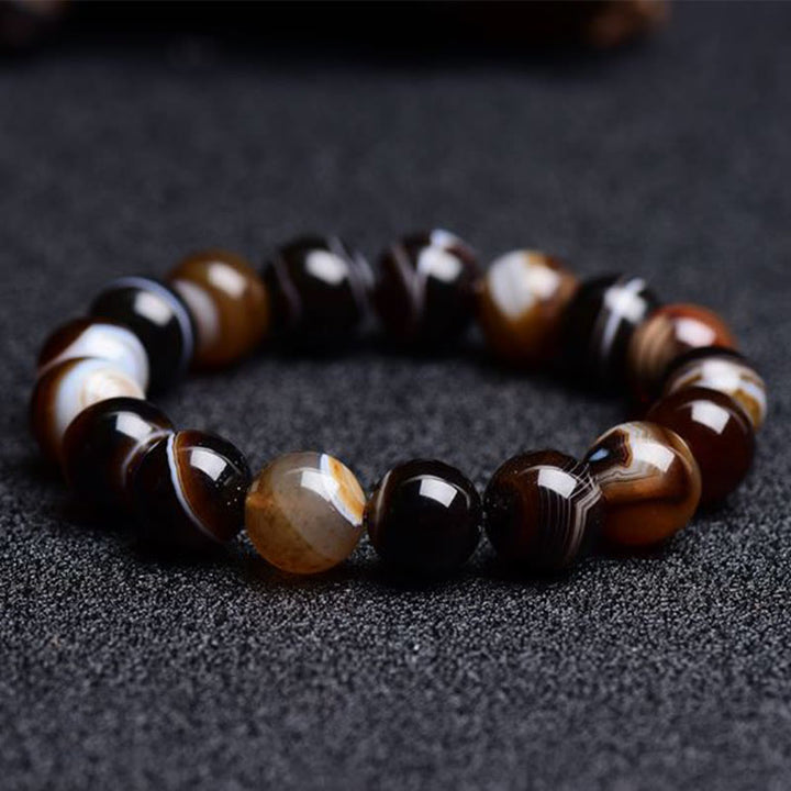 Buddha Stones Tybetański Sardonyx Szczęście Pozytywna Bransoletka
