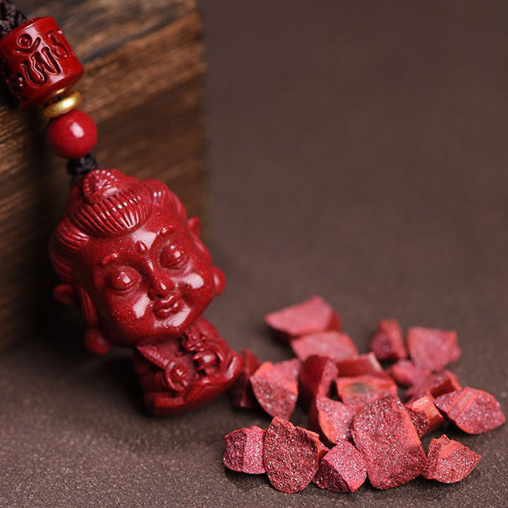 Buddha Stones Chiński Zodiak Natal Budda Naturalny Cynober Amulet Trzymający Z Daleka Złe Duchy Naszyjnik Wisiorek