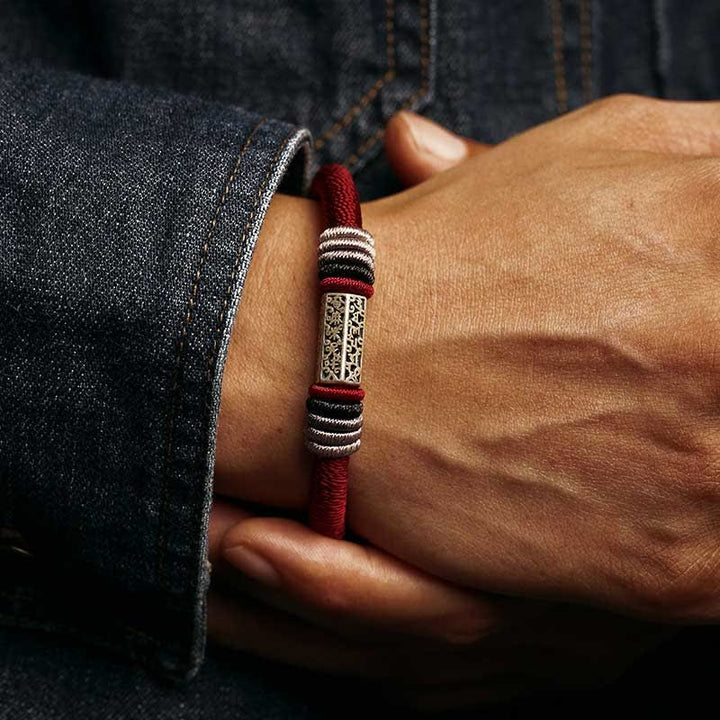Bransoletka z Buddha Stones 925 ze srebra próby 925 Om Mani Padme Hum Peace Red String