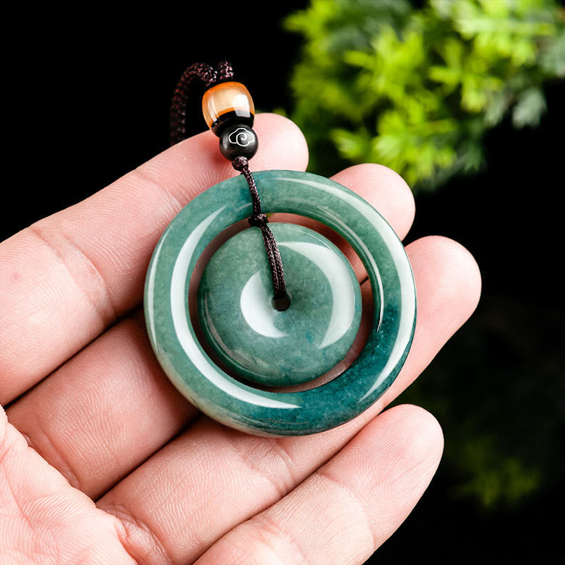 Buddha Stones Naturalne Okrągłe Jadeitowe Klamra Pokoju Szczęście Dobrobyt Naszyjnik Wisiorek