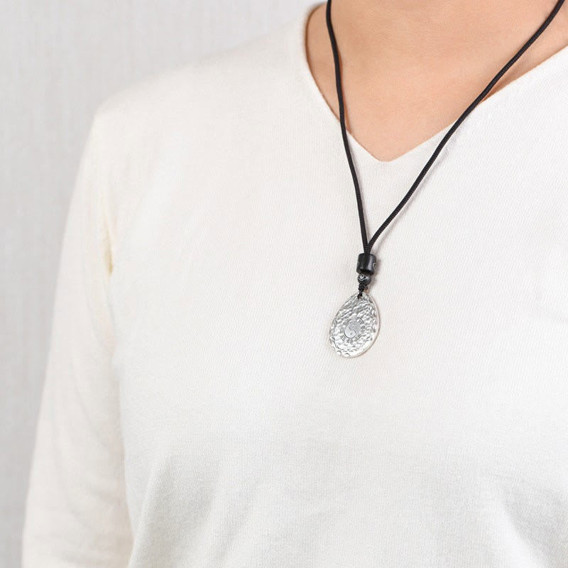 Buddha Stones Vintage 999 Srebro Sterlingowe Yin Yang Bagua Woda Kropla Projekt Równowaga Harmonia Naszyjnik Wisiorek - image 9
