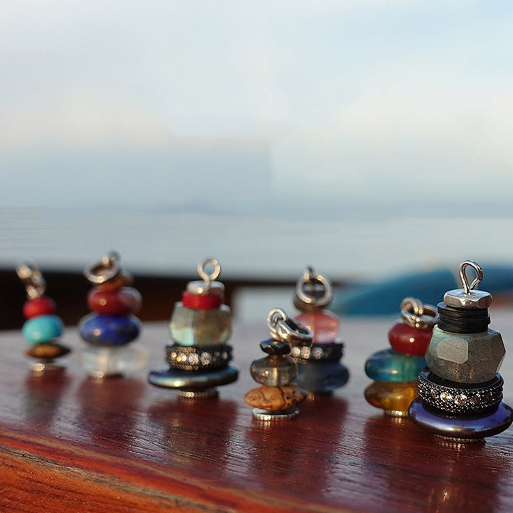 Buddha Stones Zen Cairn Labradorite Różne Kryształy Spokojny Wisiorek Naszyjnik - image 36