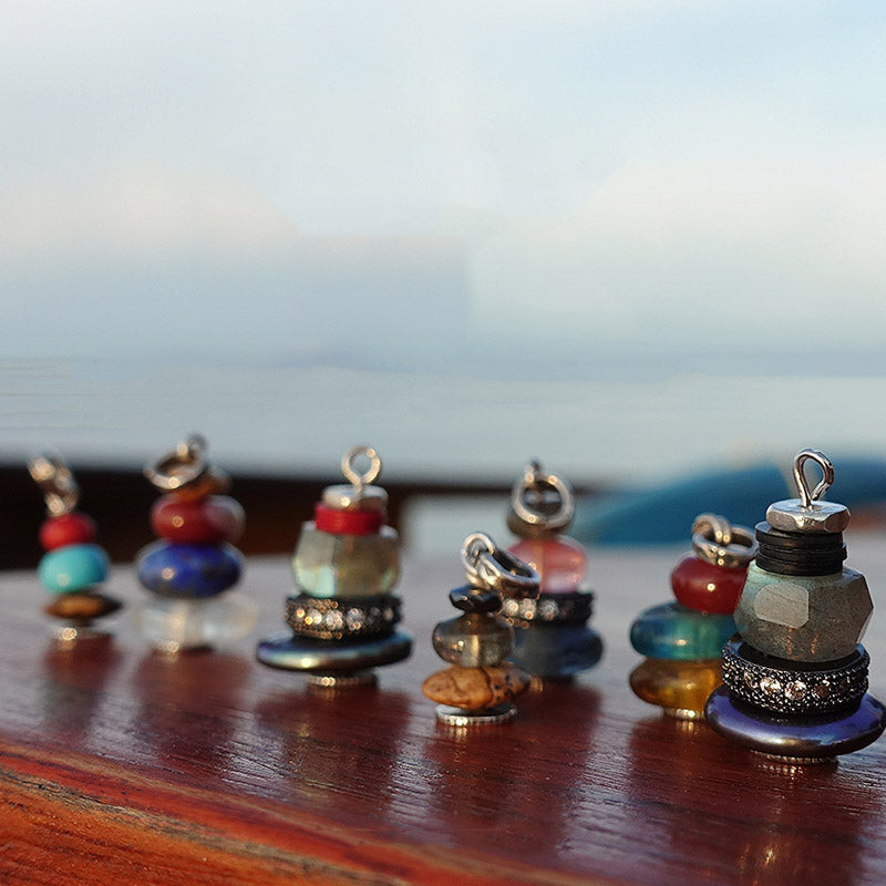 Buddha Stones Zen Cairn Labradorite Różne Kryształy Spokojny Wisiorek Naszyjnik - image 36