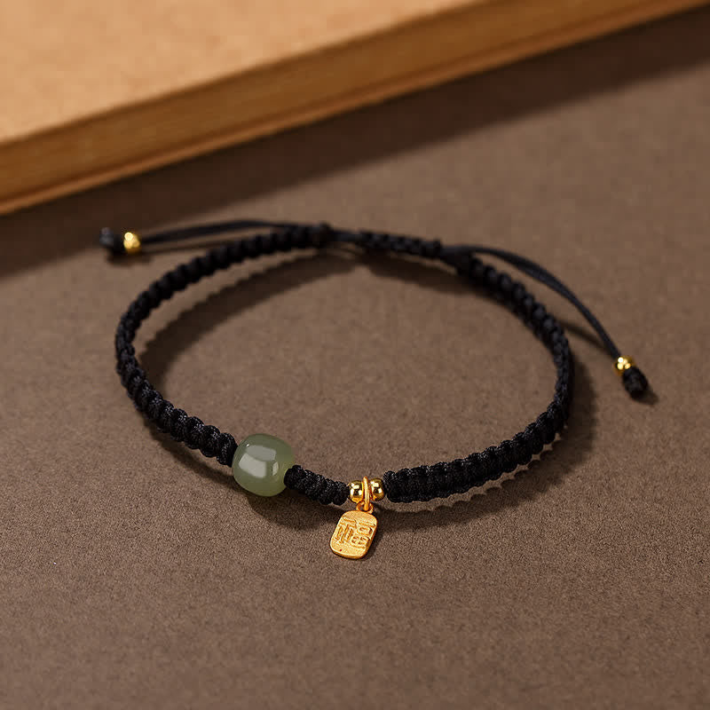 Bransoletka z czerwonego sznurka z Buddha Stones 925 ze srebra próby 925 i jadeitu Hetian Blessing Wealth