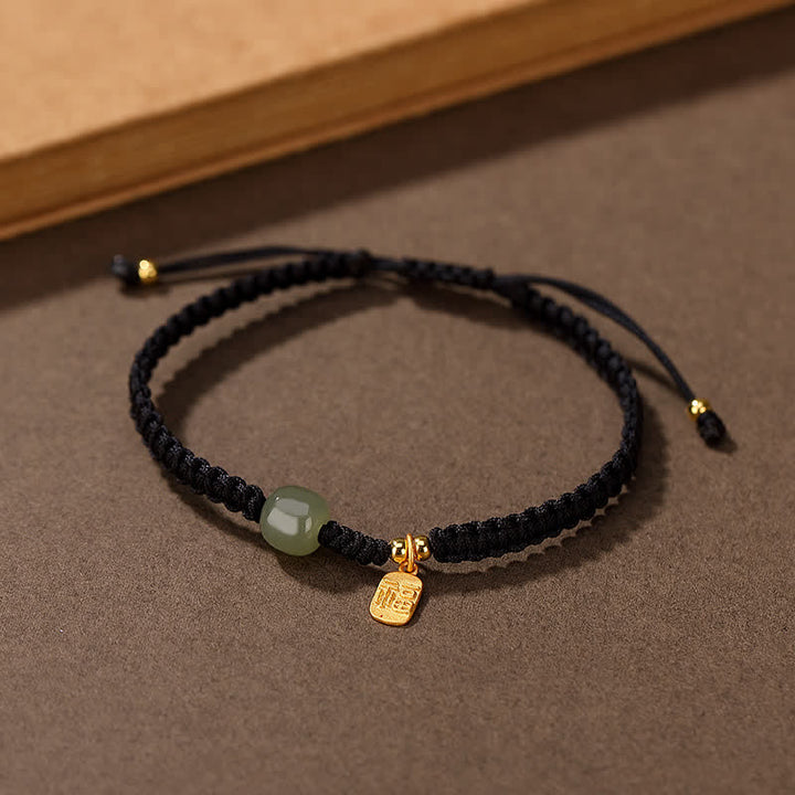 Bransoletka z czerwonego sznurka z Buddha Stones 925 ze srebra próby 925 i jadeitu Hetian Blessing Wealth