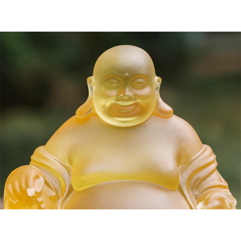 Buddha Stones Ręcznie robione Śmiejąca się Figurka Buddy Liuli Kryształowe Dzieło Sztuki Bogactwo Statua Dekoracja Domu