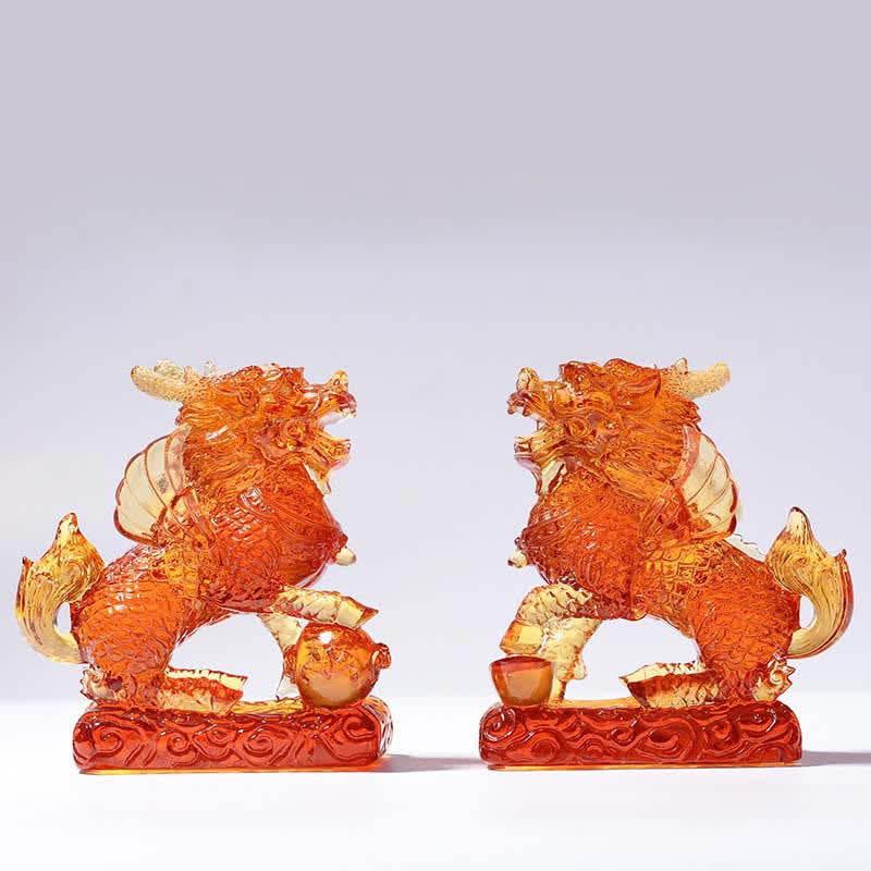 Feng Shui Kirin ręcznie robiony kryształowy element sztuki Liuli Fortune Home Office Decoration