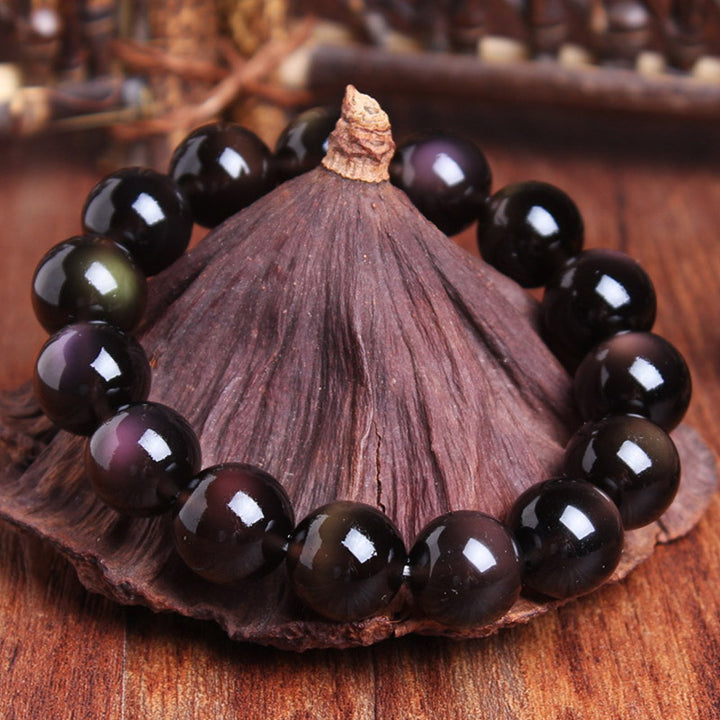 Bransoletka z naturalnego tęczowego obsydianu z Buddha Stones