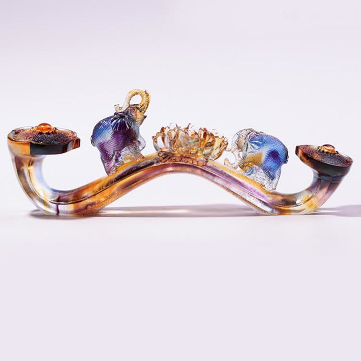 Ręcznie robiony kryształowy słoń Liuli Ruyi, dekoracja domu z kryształową podstawą - image 3