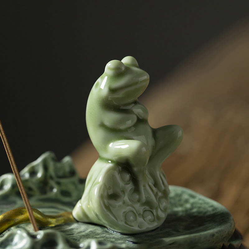 Buddha Stones Liść Medytacja Żaba Wzór Uzdrawiający Ceramiczny Kadzielnica Dekoracja