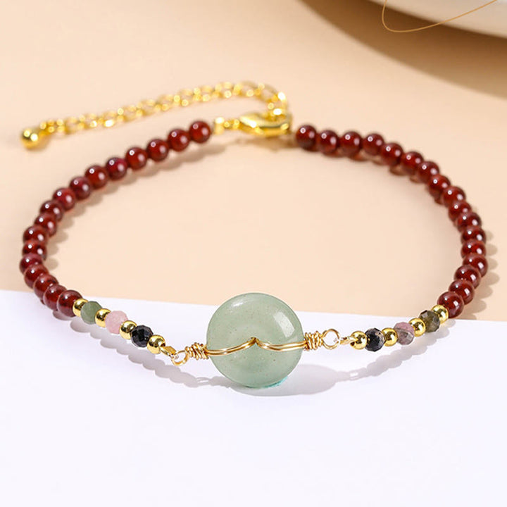 Bransoletka z naturalnych Buddha Stones Granat Peace Buckle Bead Calm