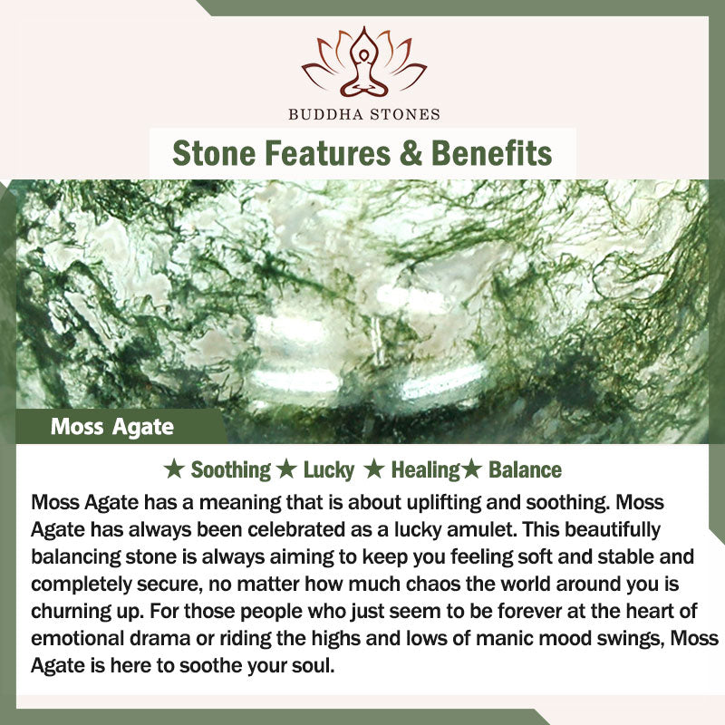 Bransoletka z Buddha Stones i mchu Agat Lucky Balance