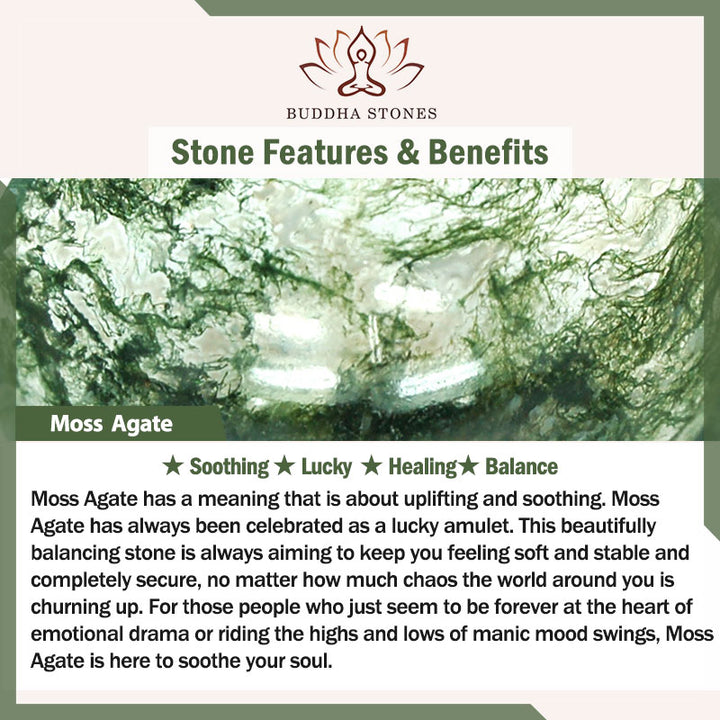 Bransoletka z Buddha Stones i mchu Agat Lucky Balance