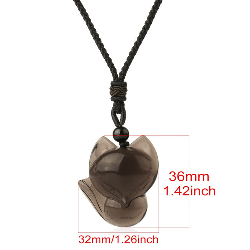 Buddha Stones Naturalny Czarny Obsydian Tygrysie Oko Lodowy Obsydian Lis Wisiorek Amulet Naszyjnik