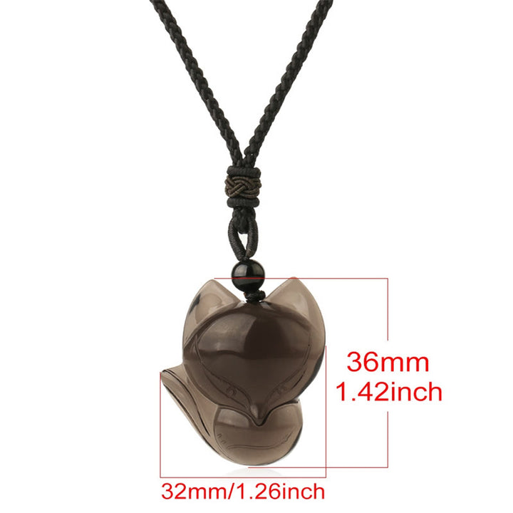 Buddha Stones Naturalny Czarny Obsydian Tygrysie Oko Lodowy Obsydian Lis Wisiorek Amulet Naszyjnik
