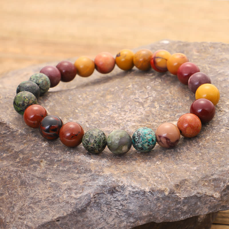 Buddha Stones 108 Mala Koraliki Mookaite Emocjonalny Wzrost Bransoletka Naszyjnik Wisiorek