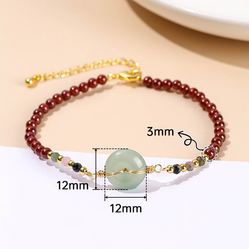 Bransoletka z naturalnych Buddha Stones Granat Peace Buckle Bead Calm