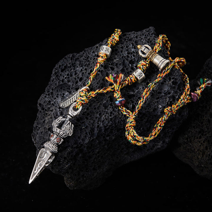 Buddha Stones Tybetańskie Ręcznie Robione 925 Srebro Dorje Vajra Om Mani Padme Hum Pióro Siła Naszyjnik Wisiorek - Dorje/Wadżra (Oświecenie ♥Moc duchowa) - image 0