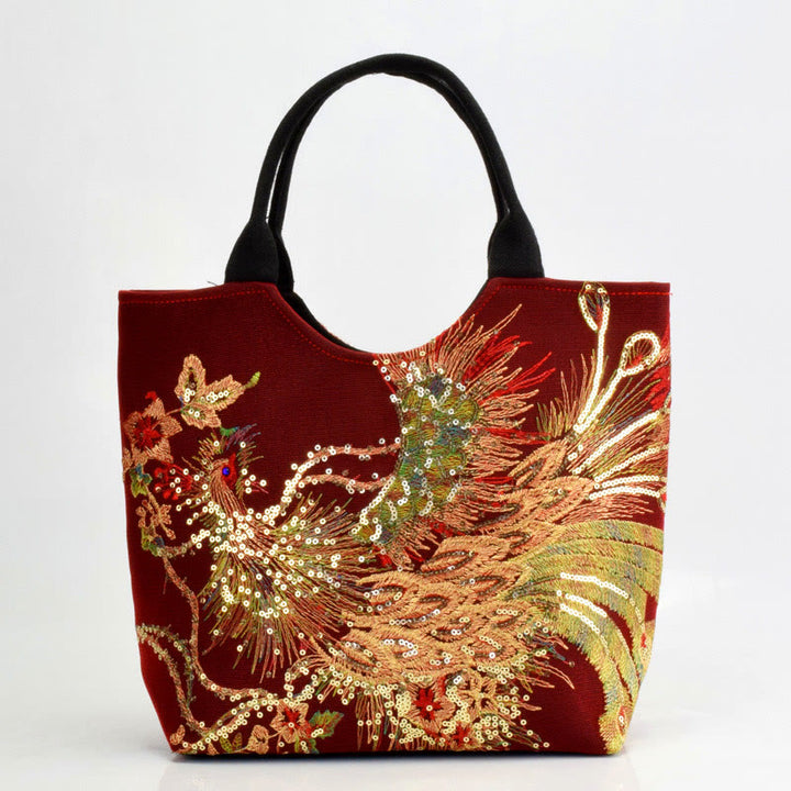 Buddha Stones Paw Dwustronna Haftowana Torba Tote Torba na Ramię Torba Crossbody