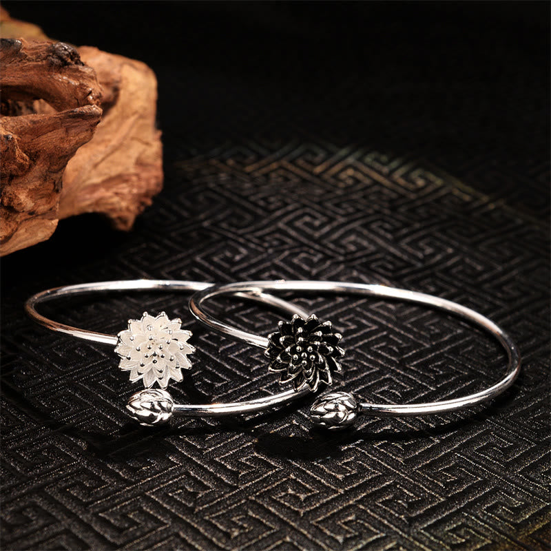 Bransoletka Buddha Stones Retro Lotos Biała Miedź Oświecenie Bangle
