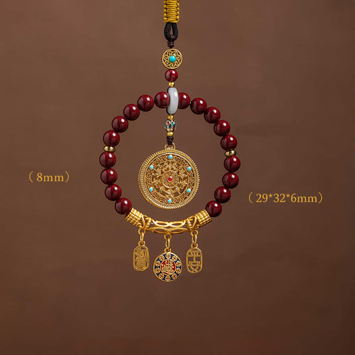 Buddha Stones Naturalne Cynober Życzenie Ruyi Pokój Błogosławieństwo Wisząca Dekoracja Samochodowa