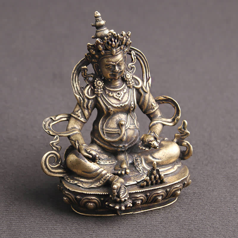 Buddha Stones Żółta Jambhala Figurka Bodhisattwy Spokój Miedziana Statua Dekoracja