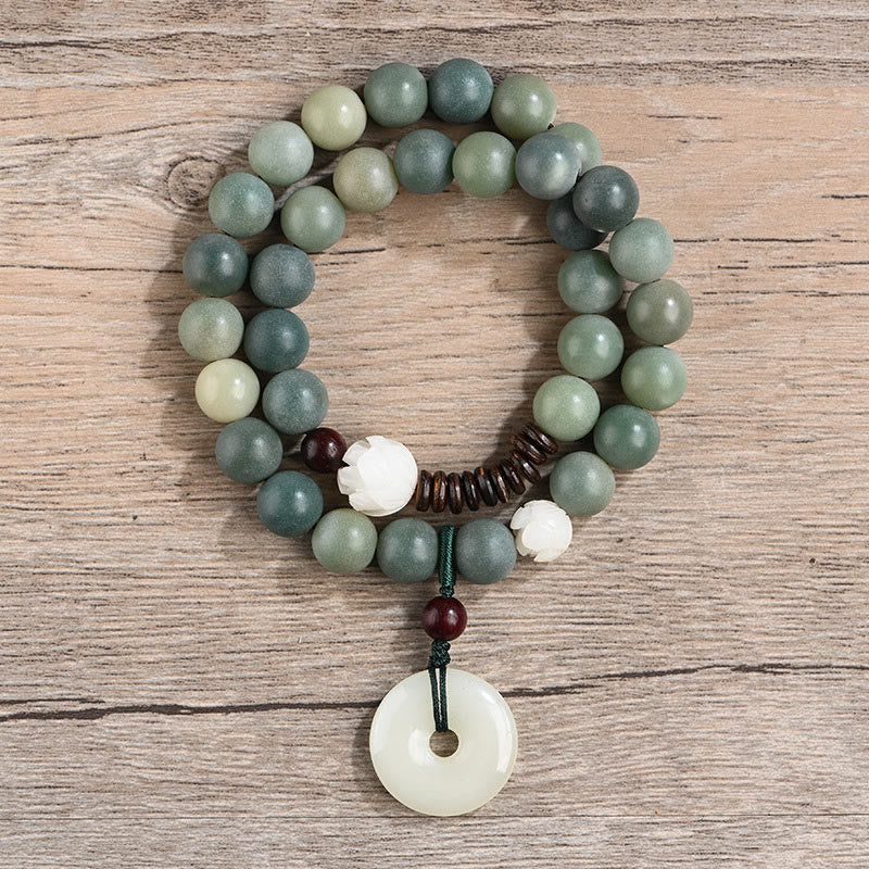 Bransoletka Buddha Stones Cyan Bodhi Nasiona Lotosu Jadeit Spokój Klamra Mądrość Podwójne Owijanie