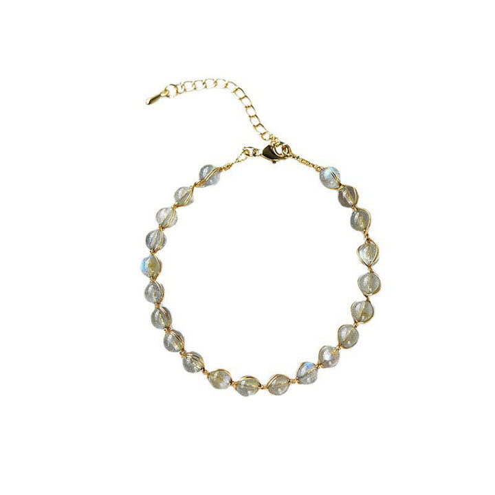 Buddha Stones Natural Moonstone 14K Gold Healing Positive Bransoletka