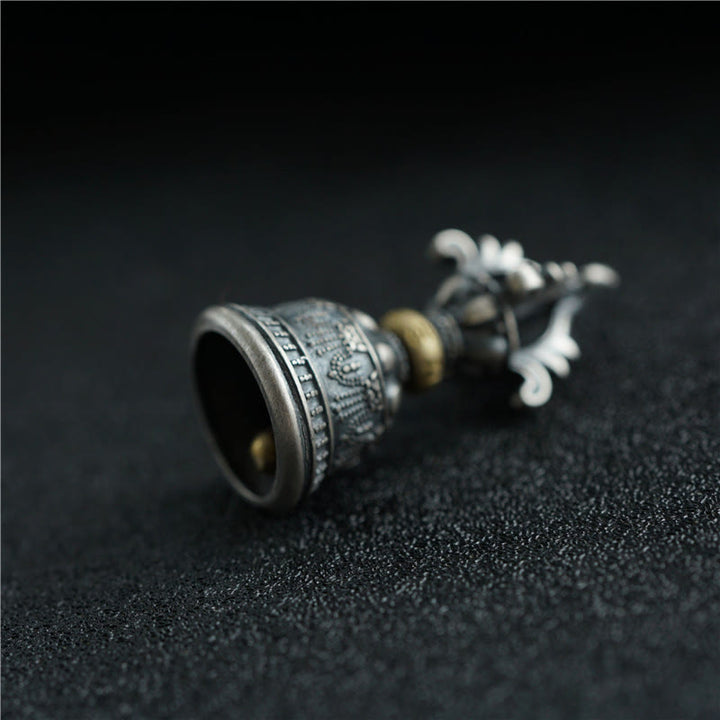 Buddha Stones Tybet 925 Srebro Sterlingowe Om Mani Padme Hum Dorje Dzwon Wadżra Grawerowany Oświecenie Wisiorek Dekoracja Wisząca - image 5