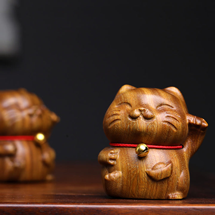 Buddha Stones Drzewo Sandałowe Małe Mini Słodkie Szczęśliwe Koty Dekoracje Pokoju - image 14