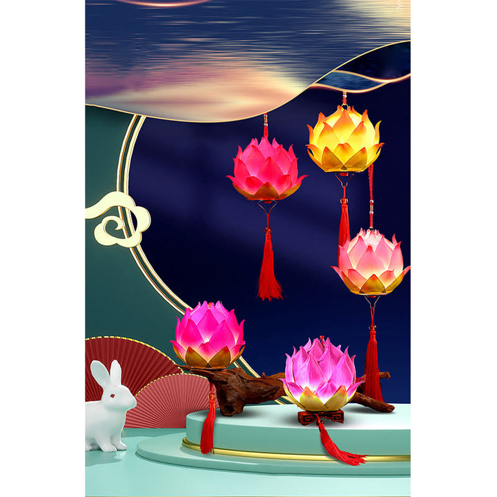 Buddha Stones DIY Kwiat Lotosu Smok Latarnia Lampa Tassel Dekoracja - image 9