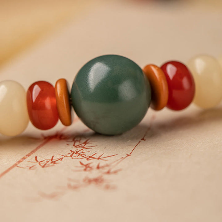 Bransoletka Buddha Stones Bodhi Seed Lotus Pod Charm Peace Double Wrap